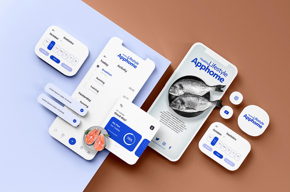 top view nutritional counter app concept